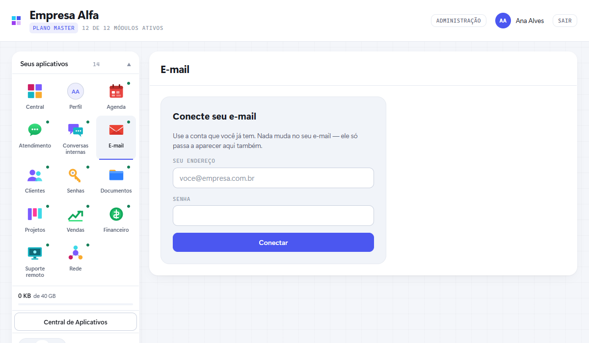 A tela de E-mail do Pixel